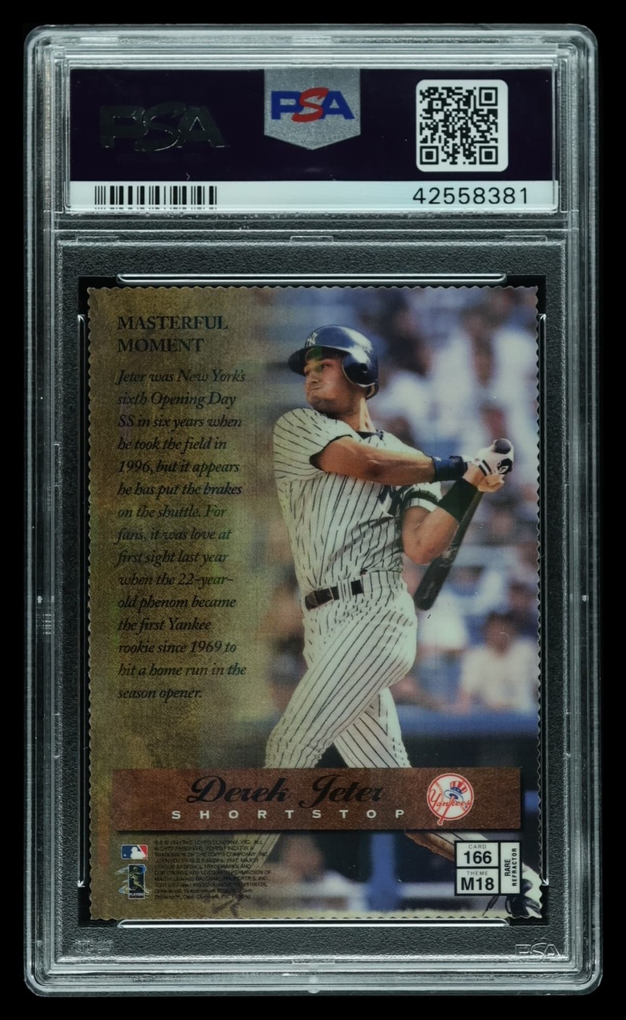 1997 Finest Embossed Die-Cut Refractor Derek Jeter #166, back