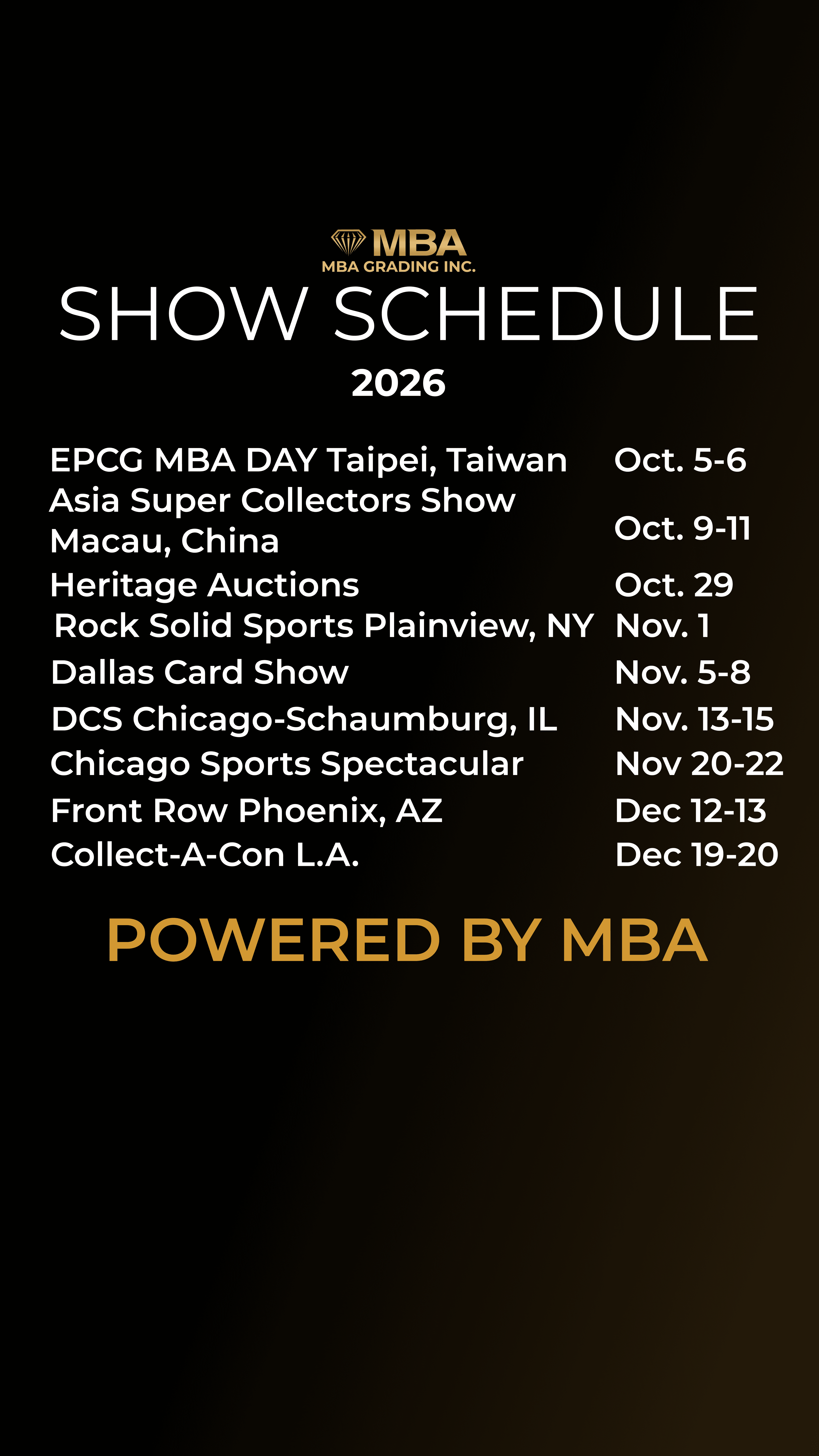 2026 MBA Show Calendar 