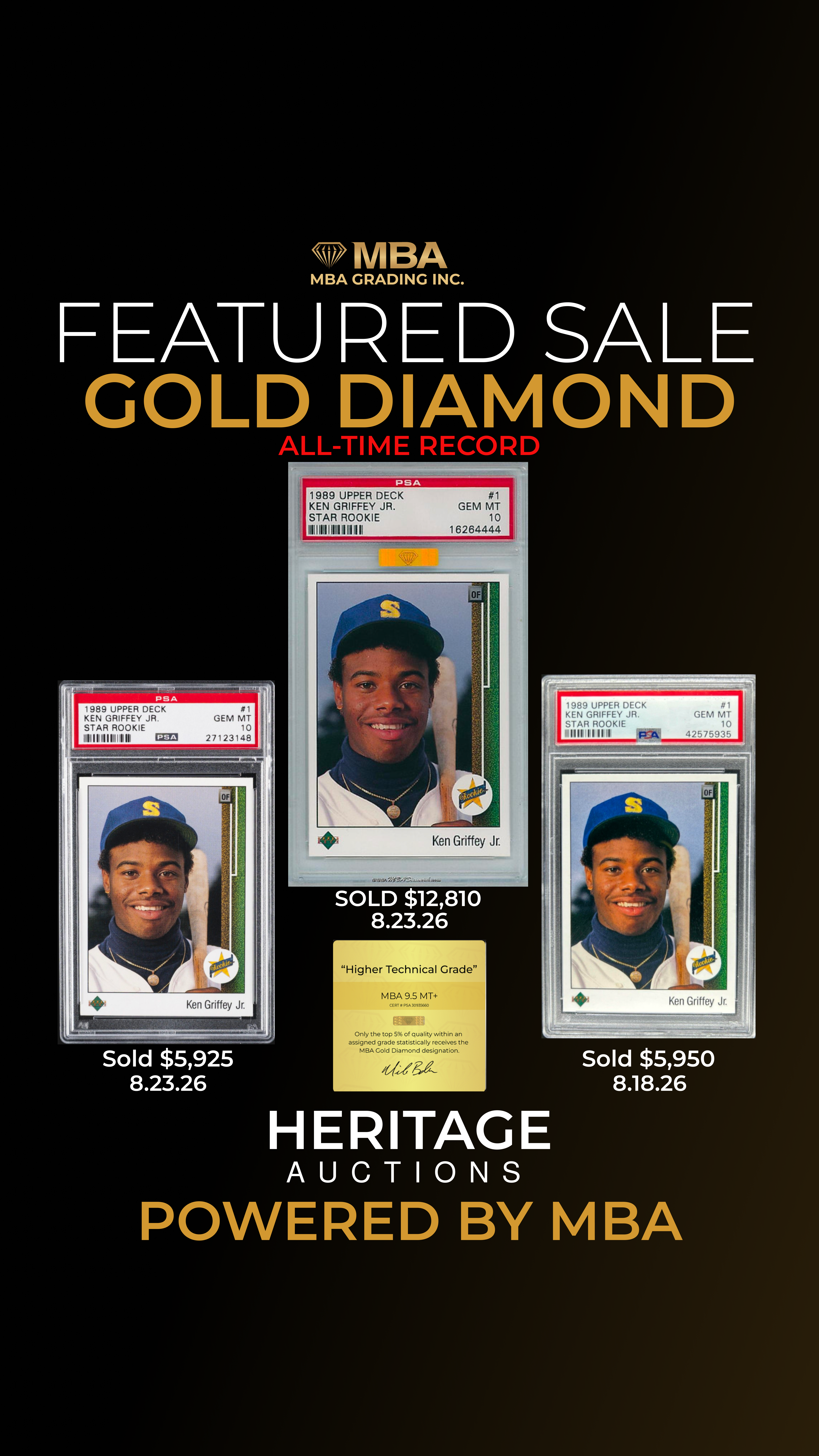 1989 UPPER DECK KEN GRIFFEY JR. MBA GOLD DIAMOND