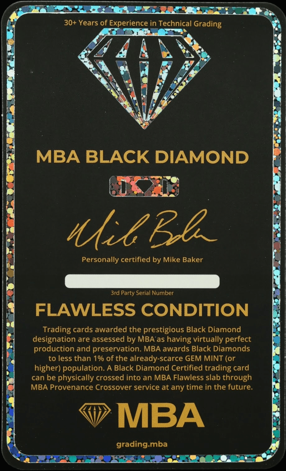 MBA black Diamond placard